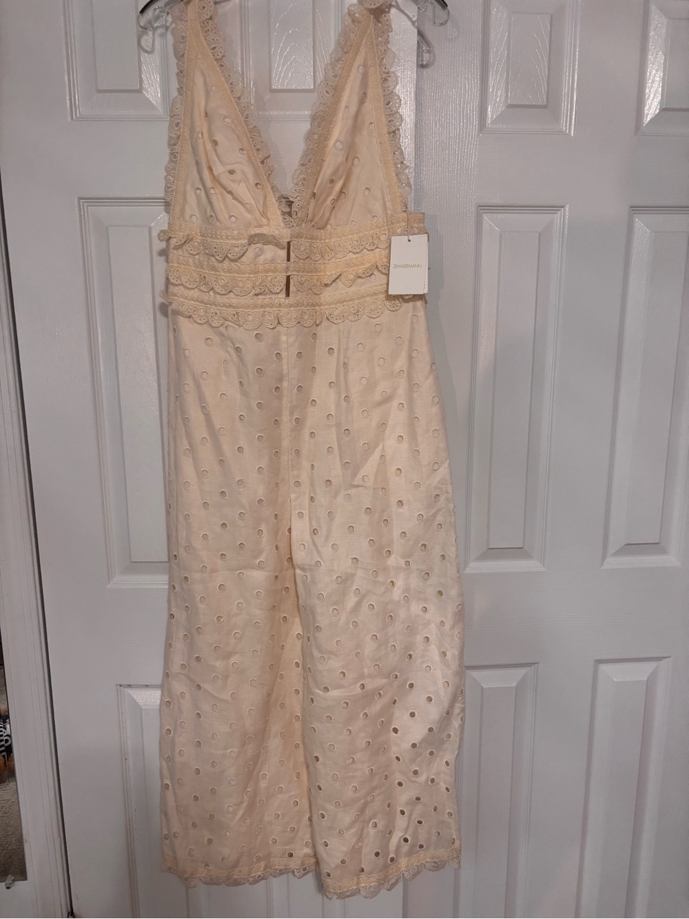 Zimmermann Cream Eyelet Lace Jumpsuit